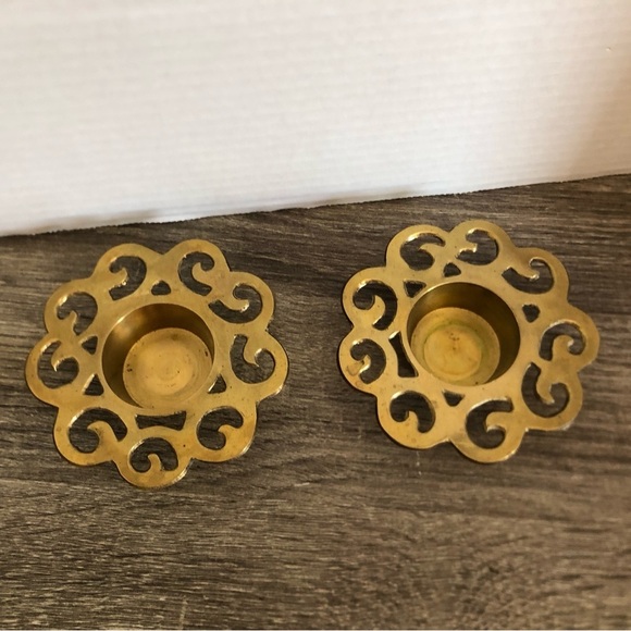 Vtg Brass Candle Holders - Picture 1 of 9